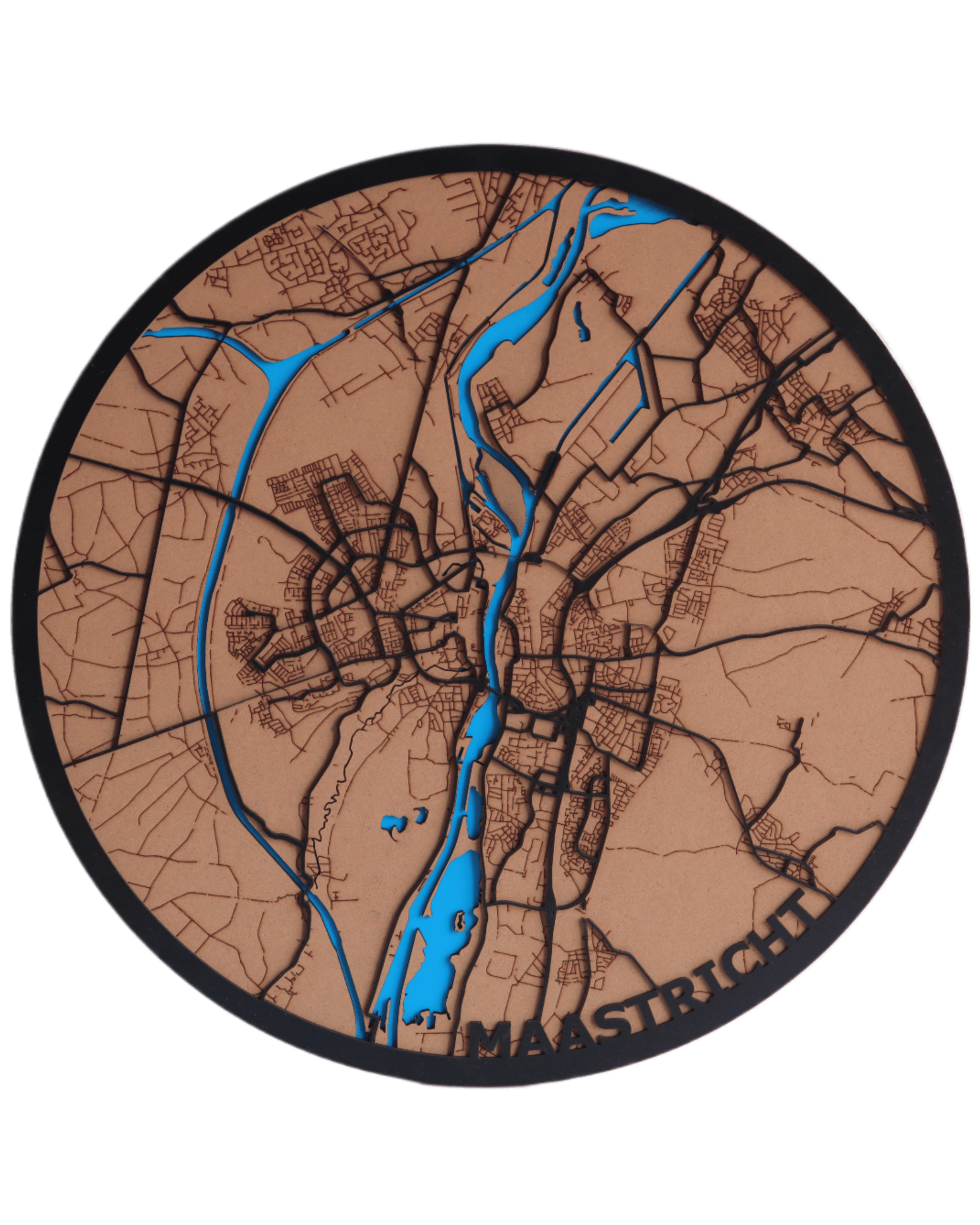 Houten Stadskaart – Model Rond – Stad naar keuze