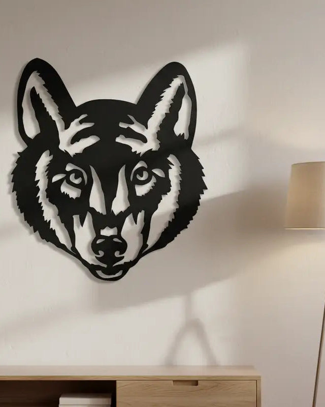 Geometrische wolf - houten wanddecoratie