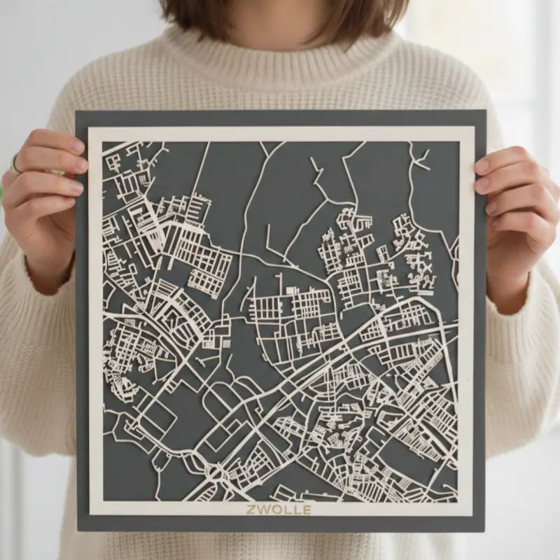 Houten stadskaart vierkant